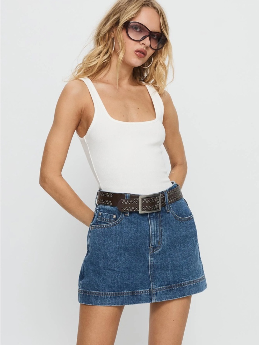 Mid Wash Gazelle Denim Skirt with Classic Blue Wash